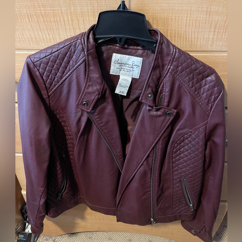 American Rag Maroon  Leather Jacket XXL